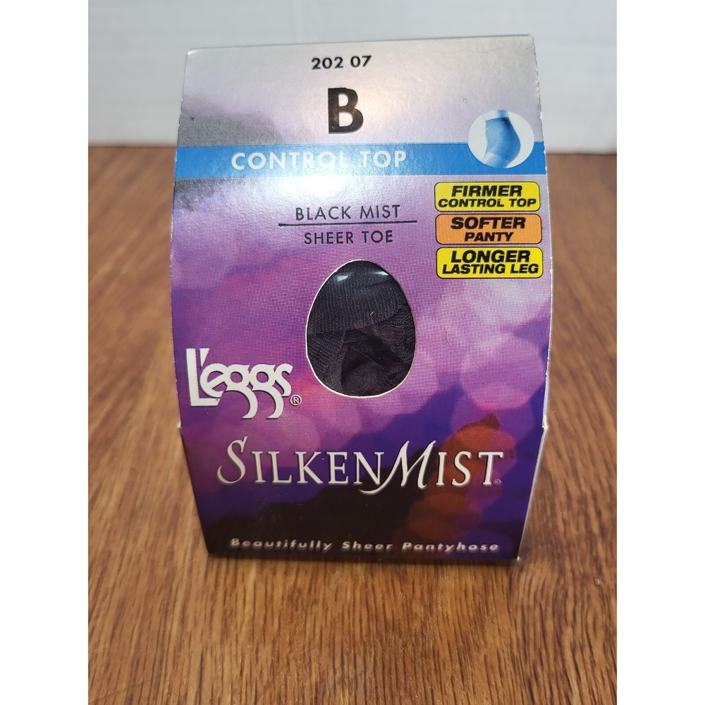 Leggs‎ Silken Mist Silky Sheer Leg Pantyhose Control Top Black Mist B